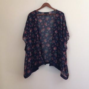 Mason + McKenzie Women’s Blue Floral Sheer Kimono Size Small